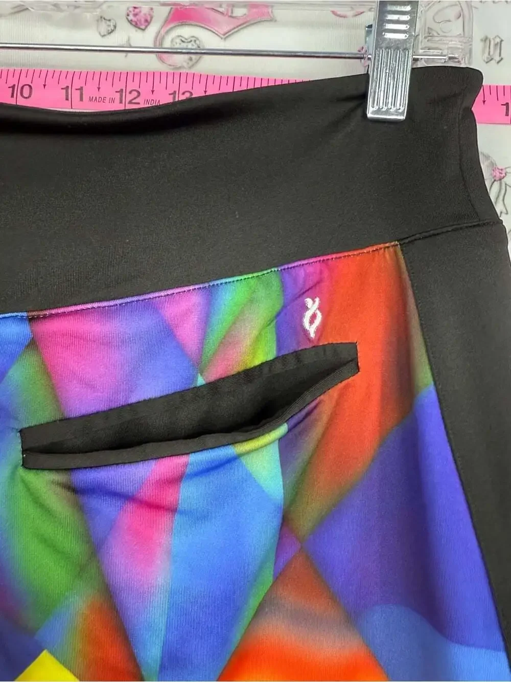 LOPEZ skort skirt Multicolor Geometric A-Line Skirt with Black Trim